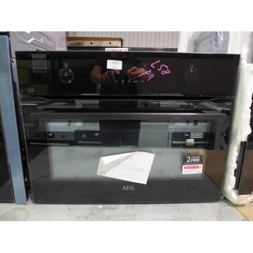 3056 - AEG Compact Multifunction Oven with Microwave - Model KMK565060B - Black H455xW595xD567 , Original R... 