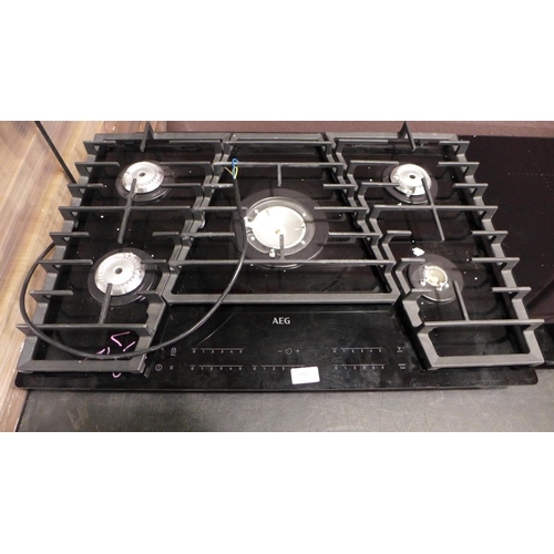 3085 - AEG 5 Burner Gas On Glass Hob H52xW750xD510mm - model no  HVB75450IB , Original RRP £740.83inc VAT  ... 