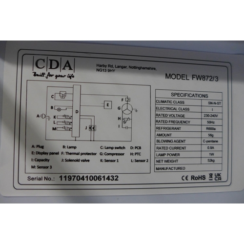 3093 - CDA 70/30 Integrated Fridge Freezer - Damaged Cabling - H1772xW540xD540mm - model no  FW872 , Origin... 