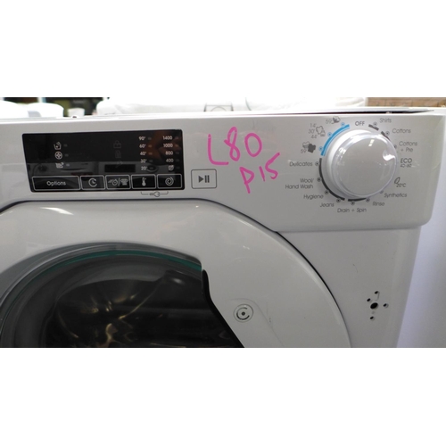 3114 - Candy Integrated Washing Machine (9kg) H820xW600xD525mm - model no  CBW 49D1E-80 , Original RRP £340... 