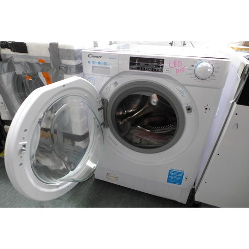 3114 - Candy Integrated Washing Machine (9kg) H820xW600xD525mm - model no  CBW 49D1E-80 , Original RRP £340... 