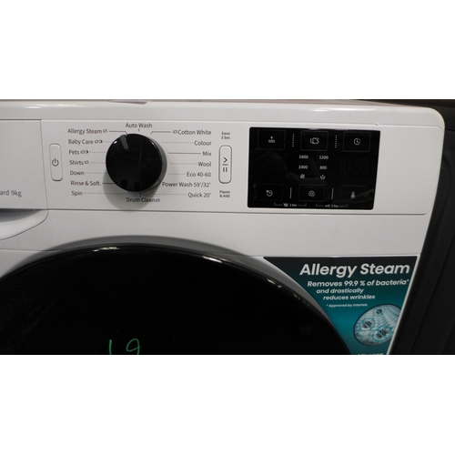 3166 - Hisense 9Kg Washing Machine 1600 A Rated - Model No. wfge901649Vm, original RRP £333.33 + vat (295-9... 