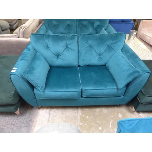 1321 - A Hoxton teal velvet two seater sofa