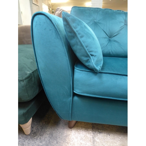 1321 - A Hoxton teal velvet two seater sofa