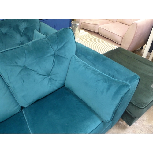 1321 - A Hoxton teal velvet two seater sofa