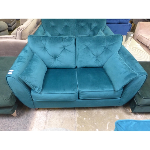 1322 - A Hoxton teal velvet two seater sofa