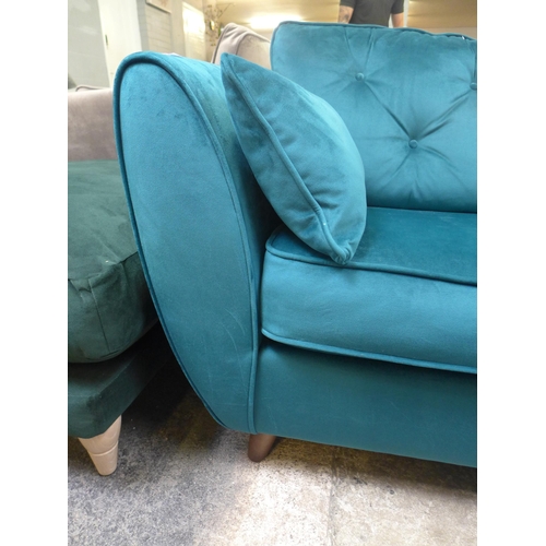 1322 - A Hoxton teal velvet two seater sofa