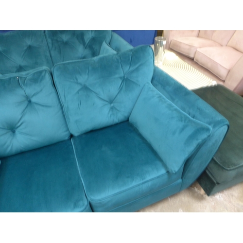 1322 - A Hoxton teal velvet two seater sofa