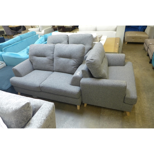 1331 - A pair of grey upholstered two seater sofas and armchair