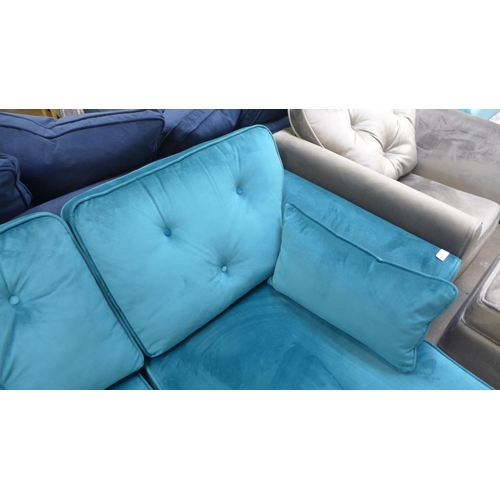 1333 - A Hoxton aquamarine velvet RHF corner sofa