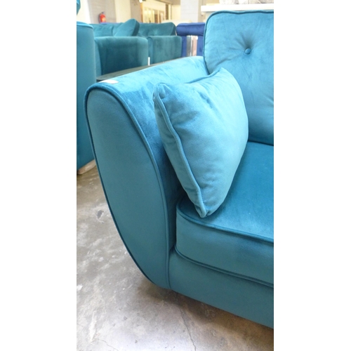 1333 - A Hoxton aquamarine velvet RHF corner sofa