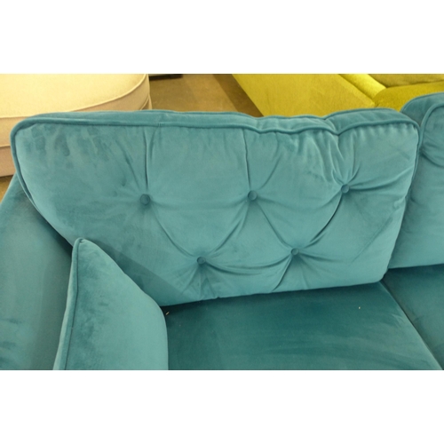 1339 - A Hoxton aquamarine velvet three seater sofa