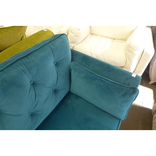 1339 - A Hoxton aquamarine velvet three seater sofa