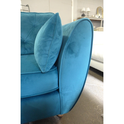 1339 - A Hoxton aquamarine velvet three seater sofa