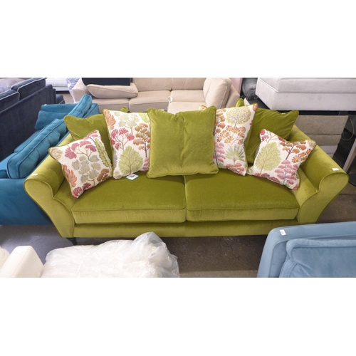 1345 - An apple metallic upholstered four seater sofa