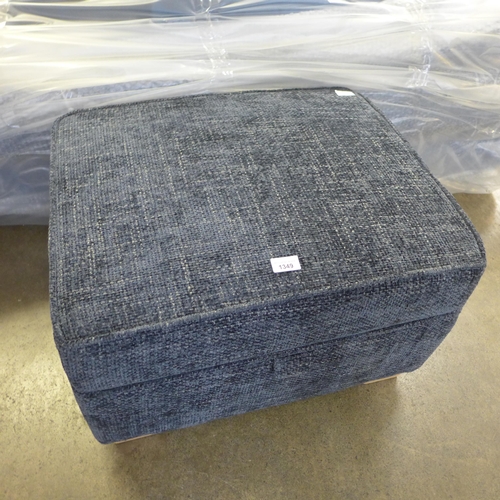 1349 - An ink blue textured weave ottoman foot stool