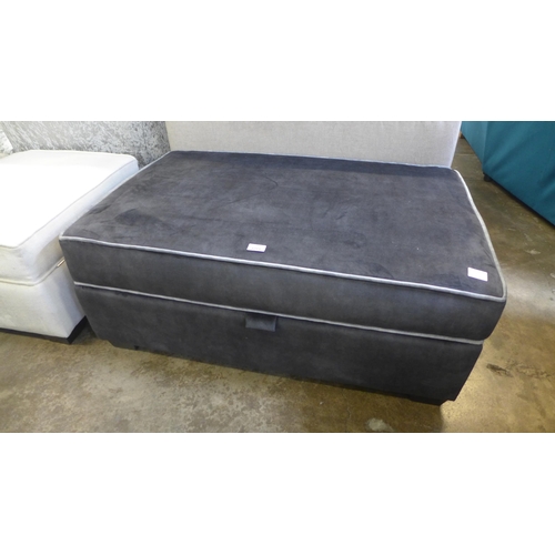 1311 - A carbon black with grey piping large rectangular ottoman foot stool