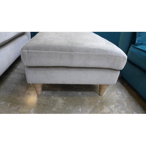 1310 - A volcanic ash velvet love seat and large rectangular cushioned top foot stool - scuff on corner of ... 