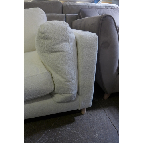 1341 - An ice white Teddy bear upholstered love seat and foot stool