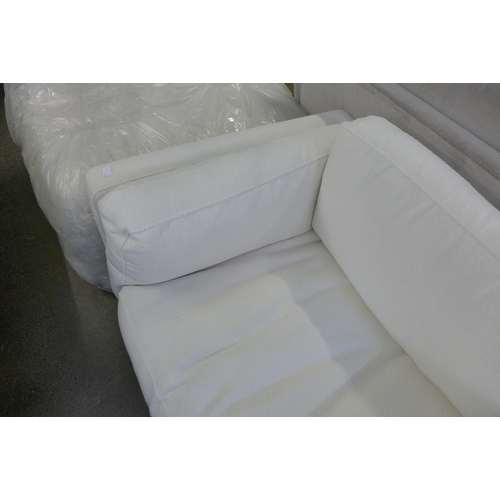 1341 - An ice white Teddy bear upholstered love seat and foot stool