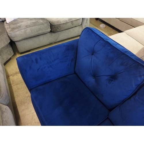 1379 - A Hoxton deep blue velvet two seater sofa