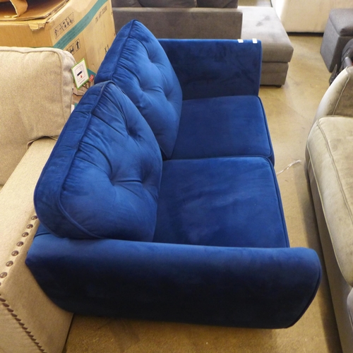 1379 - A Hoxton deep blue velvet two seater sofa