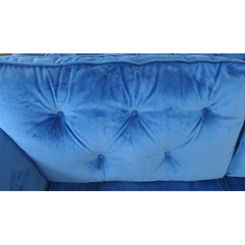 1380 - A Hoxton deep blue velvet three seater sofa