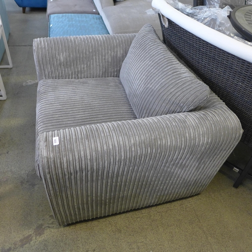 1433 - A grey jumbo corduroy oversized armchair