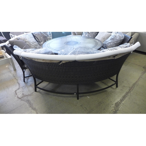 1457 - An Agio tiled top circular garden table with curved benches