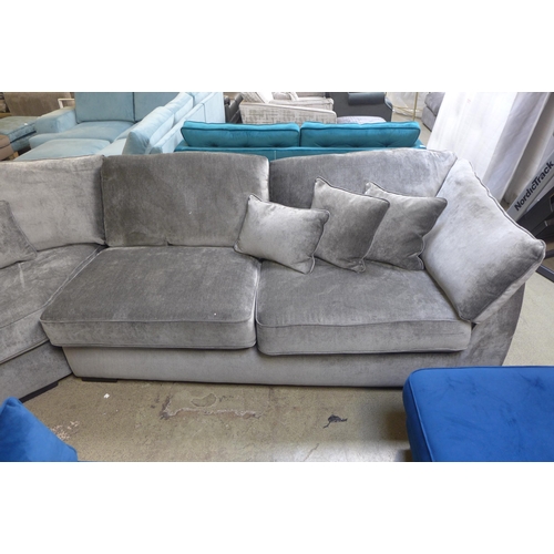 1369 - A Barker and Stonehouse grey velvet curved corner sofa