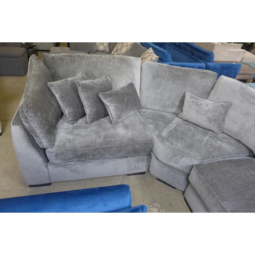 1369 - A Barker and Stonehouse grey velvet curved corner sofa