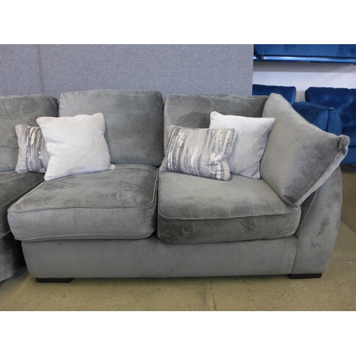 1378 - A Halley magnesium velvet curved corner sofa - missing cushion