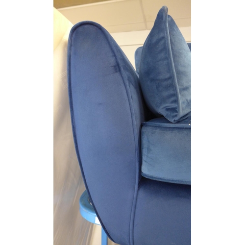 1999 - A Hoxton deep ocean blue velvet three seater sofa