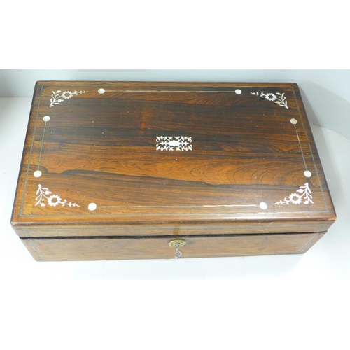679 - A rosewood inlaid writing slope