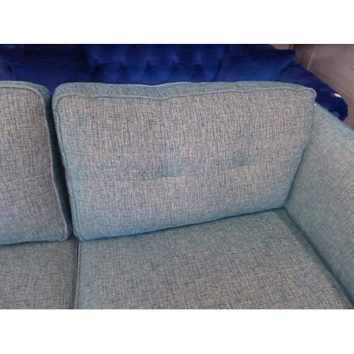 1349 - A prismarine blue upholstered 3.5 seater sofa