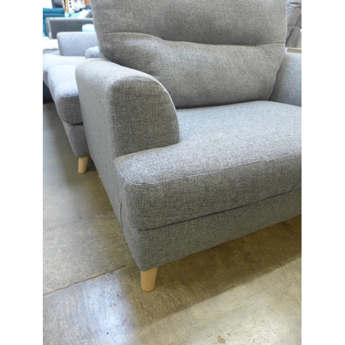 1436 - A pair of grey upholstered two seater sofas and armchair