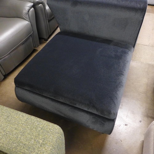 1441 - A carbon metallic upholstered 2.5 sofa with scatter cushions and ottoman foot stool