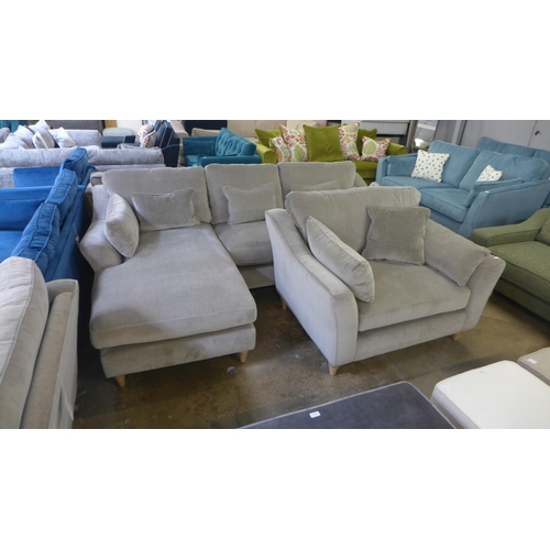 1443 - A volcanic ash velvet LHF corner sofa and love seat (scuffed corner on corner sofa)