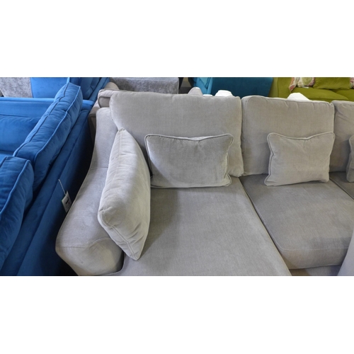 1443 - A volcanic ash velvet LHF corner sofa and love seat (scuffed corner on corner sofa)