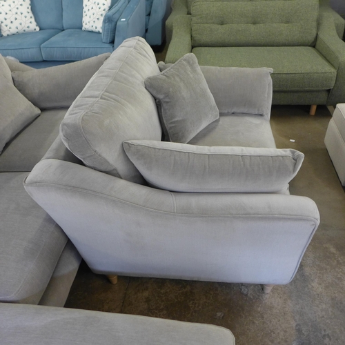 1443 - A volcanic ash velvet LHF corner sofa and love seat (scuffed corner on corner sofa)