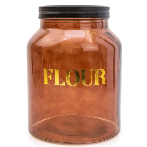 1471 - An amber glass flour jar - H 21cms (67840205)