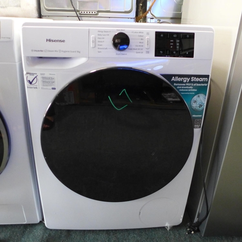 3002 - Hisense White 9kg, 1600rpm Washing Machine, A Rated (Model: WFGE901649VM) original RRP £333.33 + vat... 