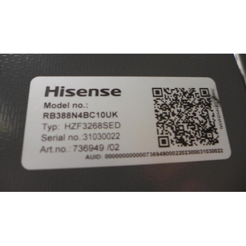 3030 - Hisense Stainless Steel Effect Fridge Freezer, F Rated (Marked) (Model: RB388N4BC10UK) original RRP ... 