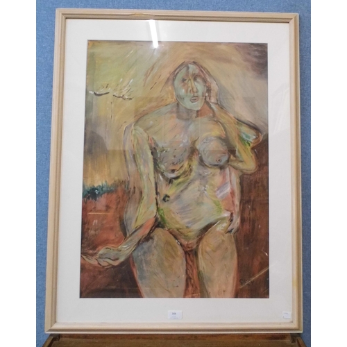 318 - After G. Key, nude study of a lady, mixed media, framed