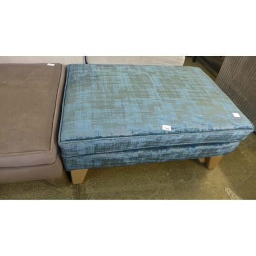 1588 - A Dolce blue velvet rectangular cushioned top footstool