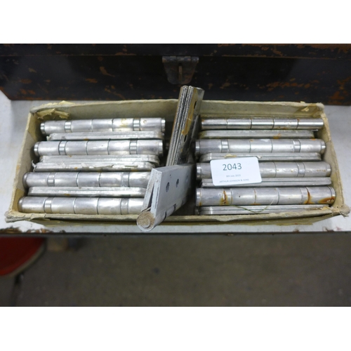 2043 - Box of heavy duty door hinges - most stainless steel