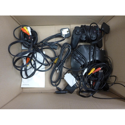 2088 - Two Playstation 1's, Playstation 2 slimline edition, 3 Playstation Duelshock 2 controllers, Playstat... 