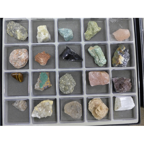 2095 - Box of minerals and gem stones with Treasure of the Earth catologues