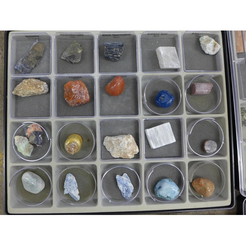 2095 - Box of minerals and gem stones with Treasure of the Earth catologues