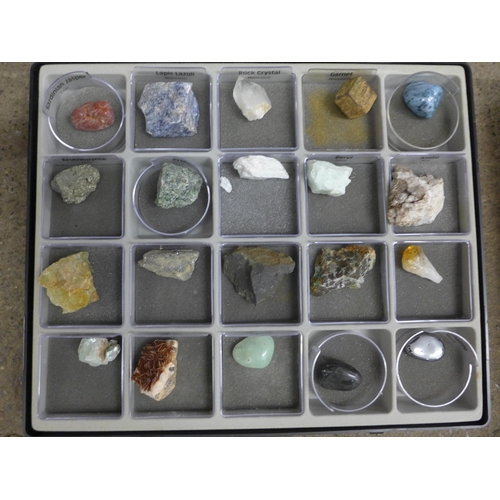 2095 - Box of minerals and gem stones with Treasure of the Earth catologues